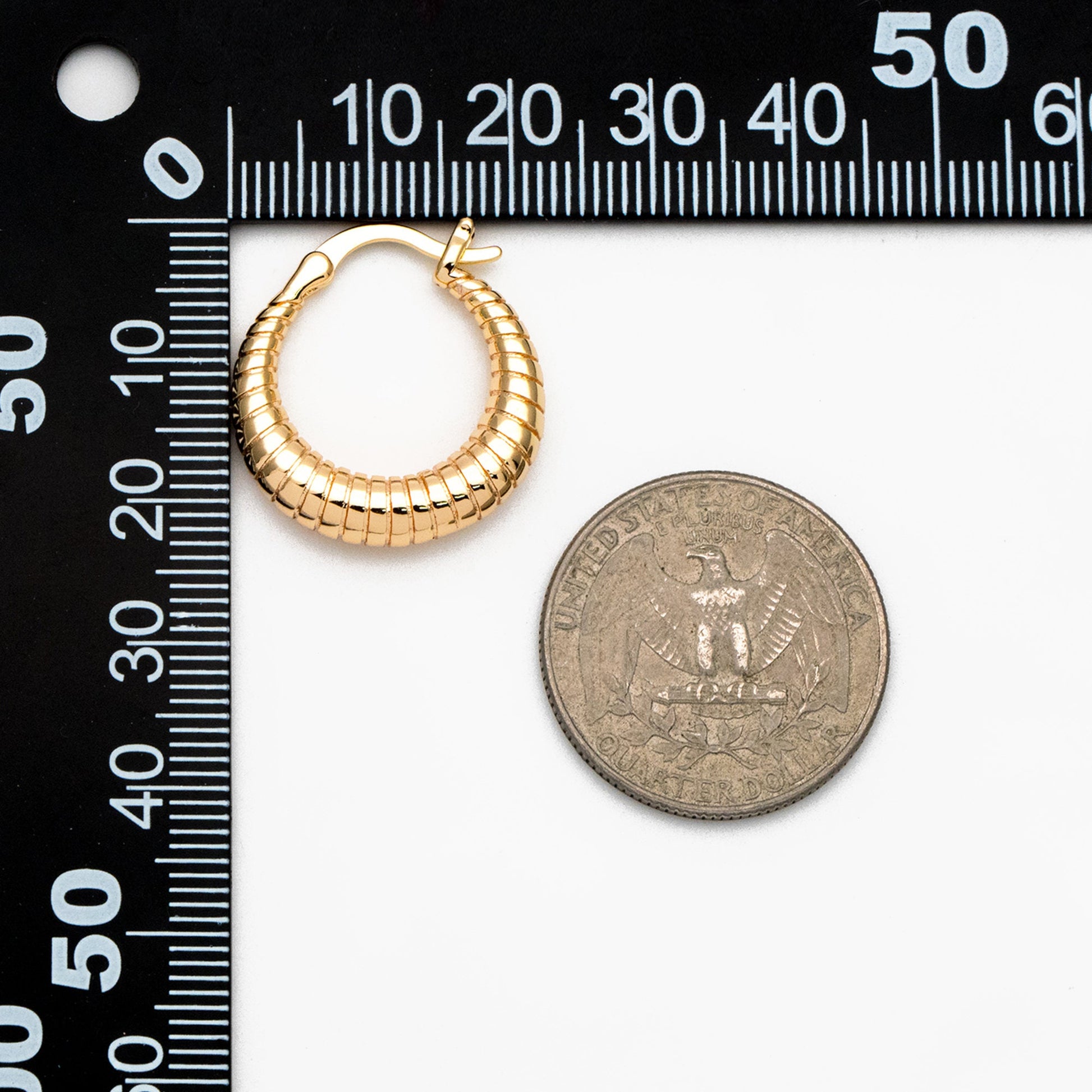 4pcs Gold U-Shaped Earrings 24x22mm, Real Gold plated Brass, Minimalist Hoop Earrings (GB-3696)