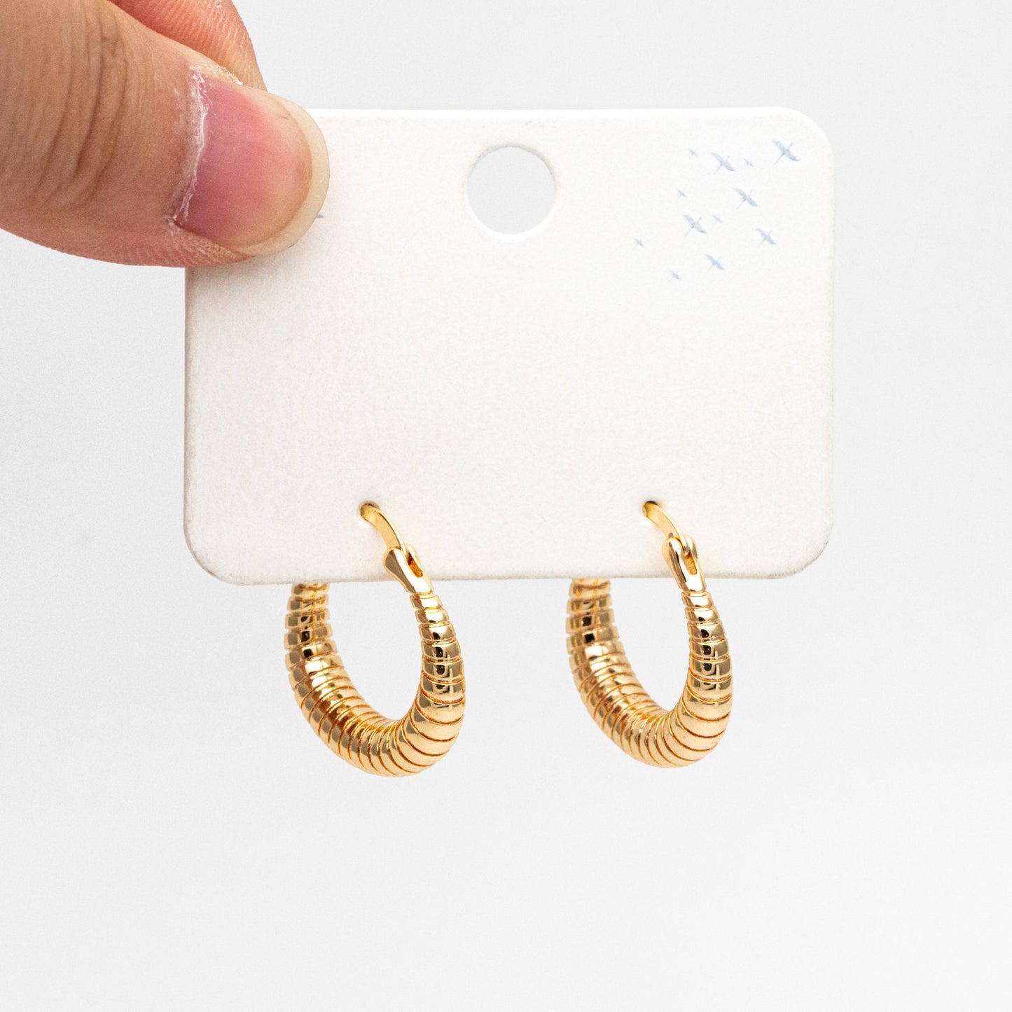 4pcs Gold U-Shaped Earrings 24x22mm, Real Gold plated Brass, Minimalist Hoop Earrings (GB-3696)