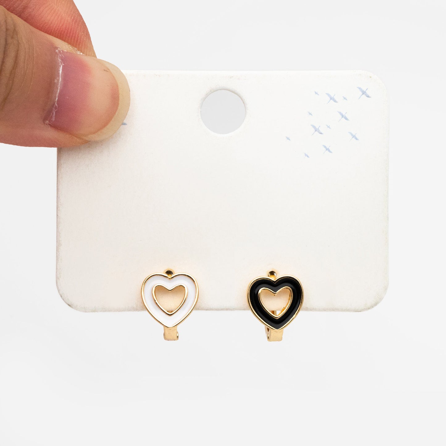 4pcs Gold Enamel Heart Hoop Earrings, 18K Gold plated Brass, Minimalist Huggie Earrings (GB-3839-D)