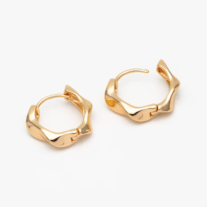 4pcs Gold/ Silver Twist Hoop Earrings, Gold/ Rhodium plated Brass, Minimalist Huggie Earrings (GB-3645)