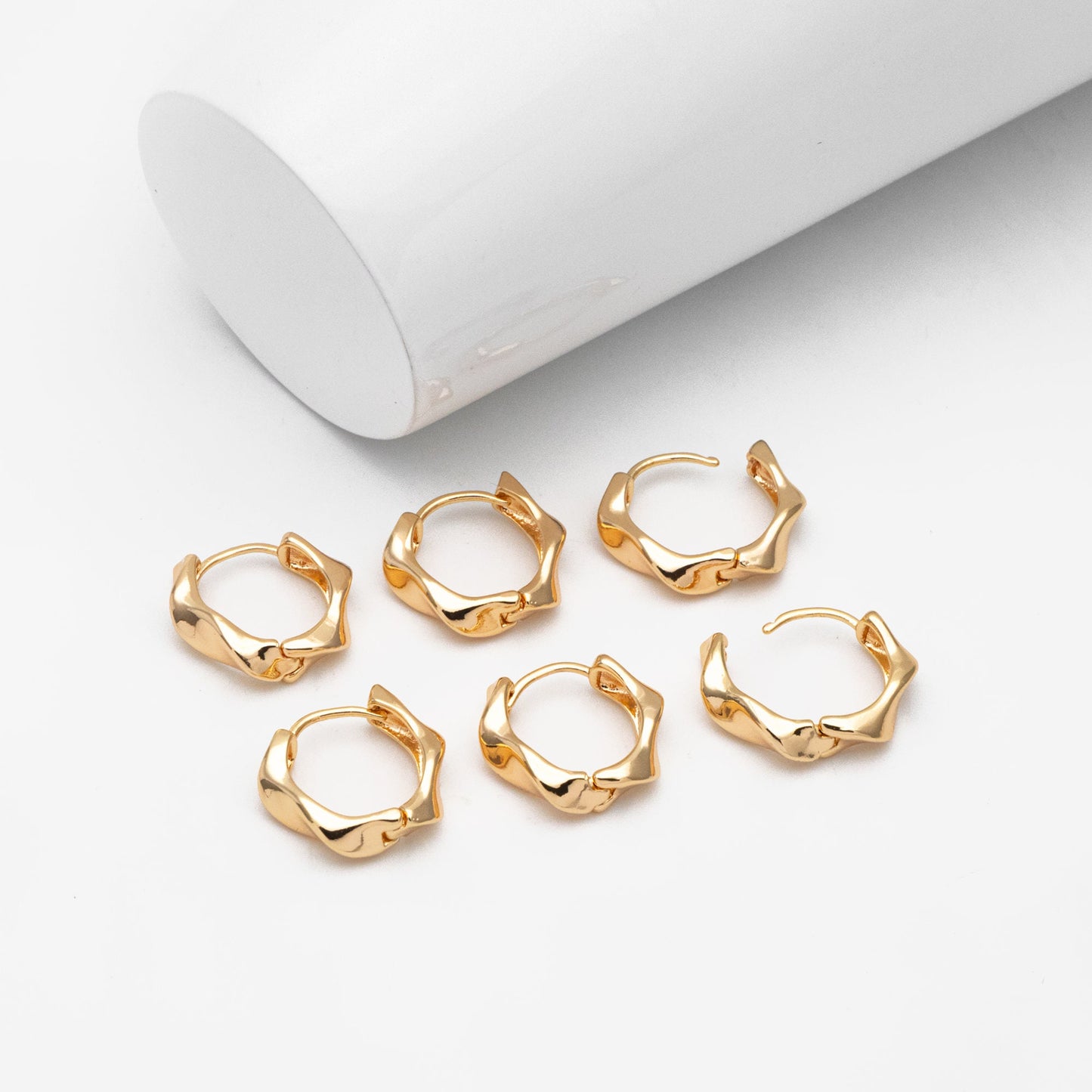 4pcs Gold/ Silver Twist Hoop Earrings, Gold/ Rhodium plated Brass, Minimalist Huggie Earrings (GB-3645)