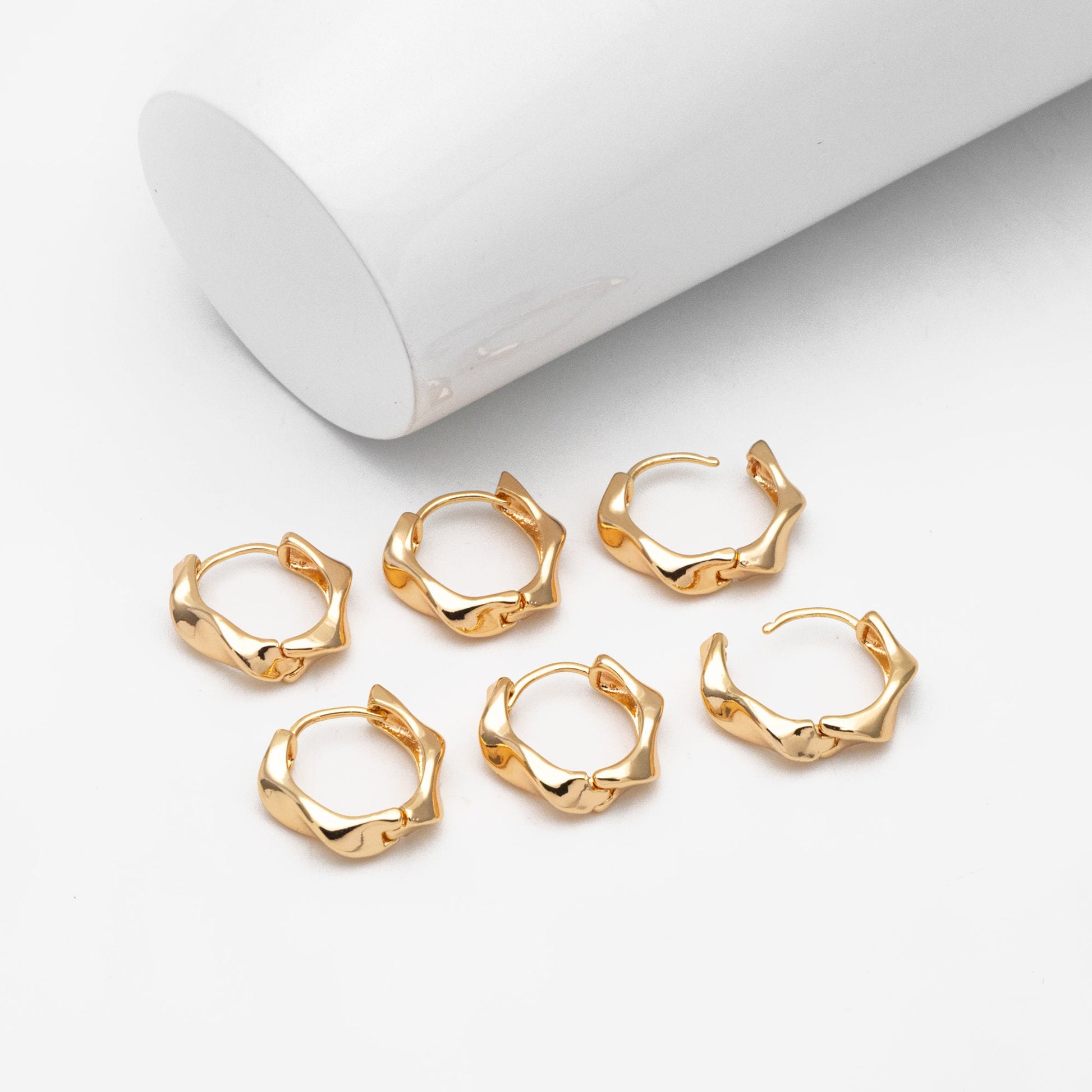 4pcs Gold/ Silver Twist Hoop Earrings, Gold/ Rhodium plated Brass, Minimalist Huggie Earrings (GB-3645)