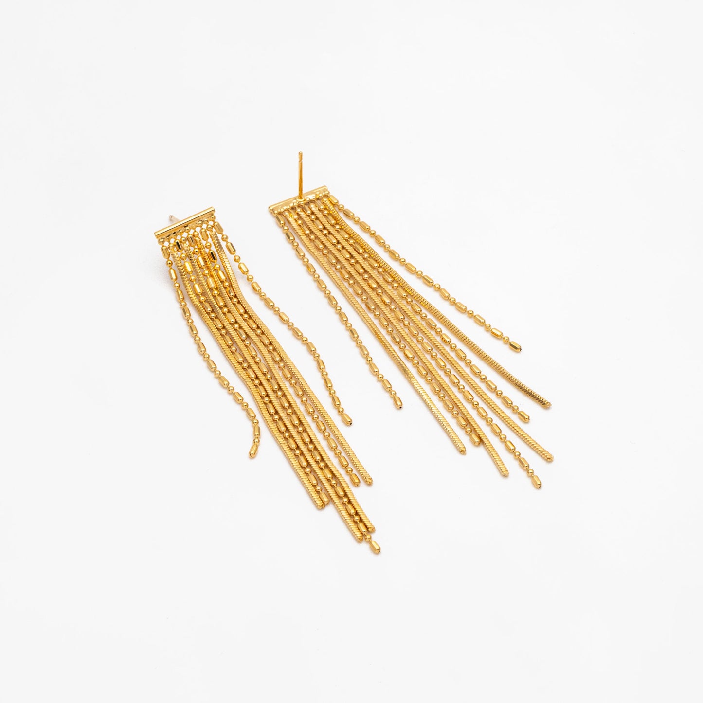 4pcs Chain Tassel Earrings, Long Tassel Stud Earring, Gold Dangling Earrings, Minimalist Earrings (GB-3648)