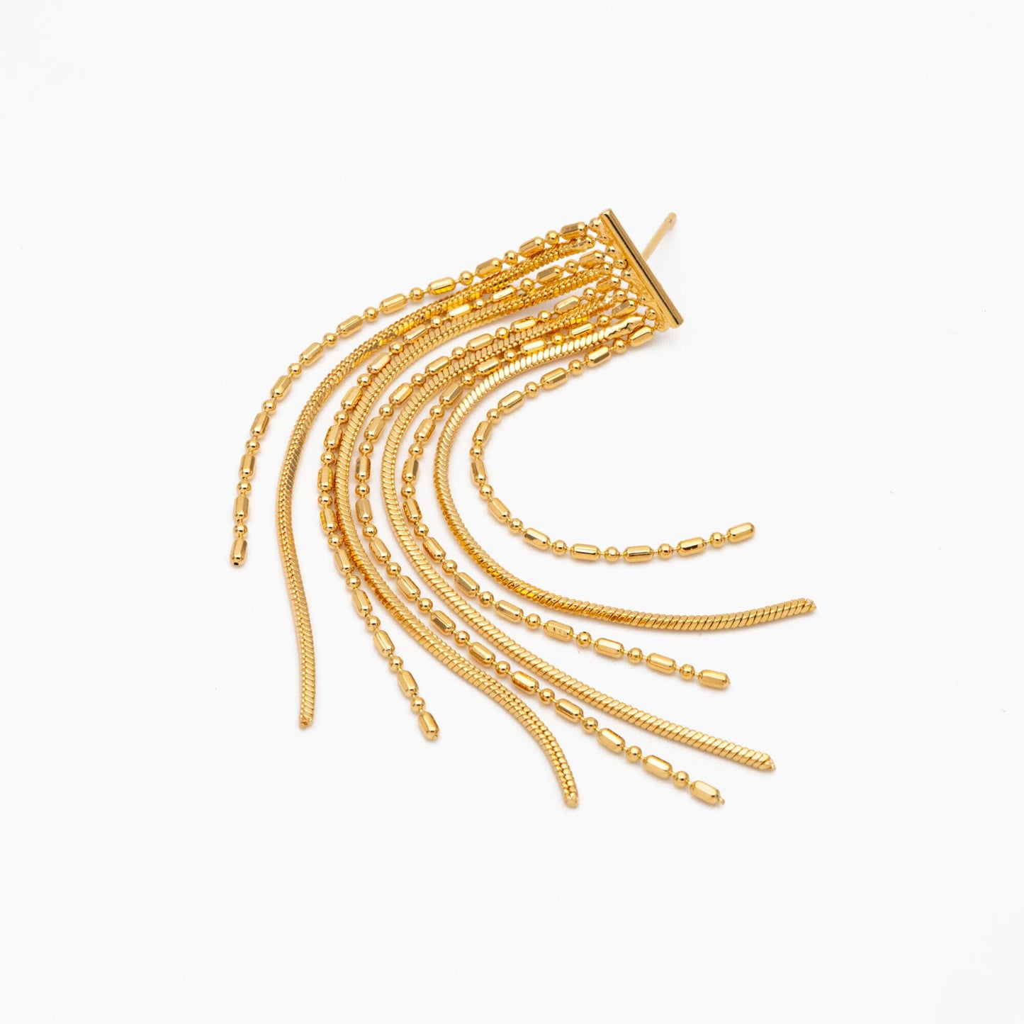 4pcs Chain Tassel Earrings, Long Tassel Stud Earring, Gold Dangling Earrings, Minimalist Earrings (GB-3648)