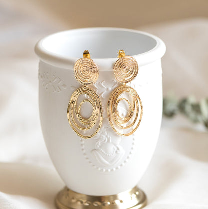 Gold/ Silver Vortex Earrings, Swirl Stud Earrings, Everyday Earrings, Handmade Earrings, Gift For Her (ER-094)