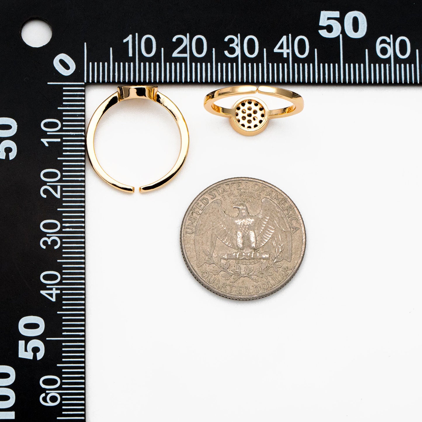 4pcs Gold Evil Eye Ring, CZ Round Ring, Dainty Stackable Ring, Protection Ring for Women (#GB-3660)