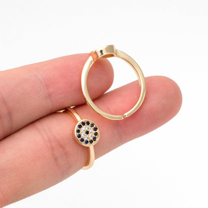 4pcs Gold Evil Eye Ring, CZ Round Ring, Dainty Stackable Ring, Protection Ring for Women (#JZ-026-A)