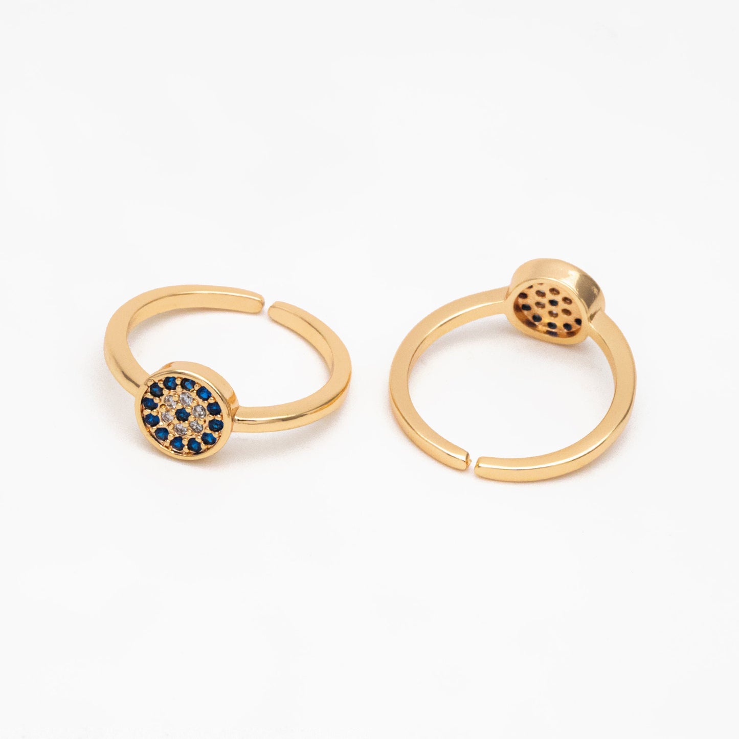 4pcs Gold Evil Eye Ring, CZ Round Ring, Dainty Stackable Ring, Protection Ring for Women (#JZ-026-A)