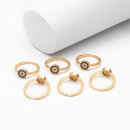 4pcs Gold Evil Eye Ring, CZ Round Ring, Dainty Stackable Ring, Protection Ring for Women (#GB-3660)