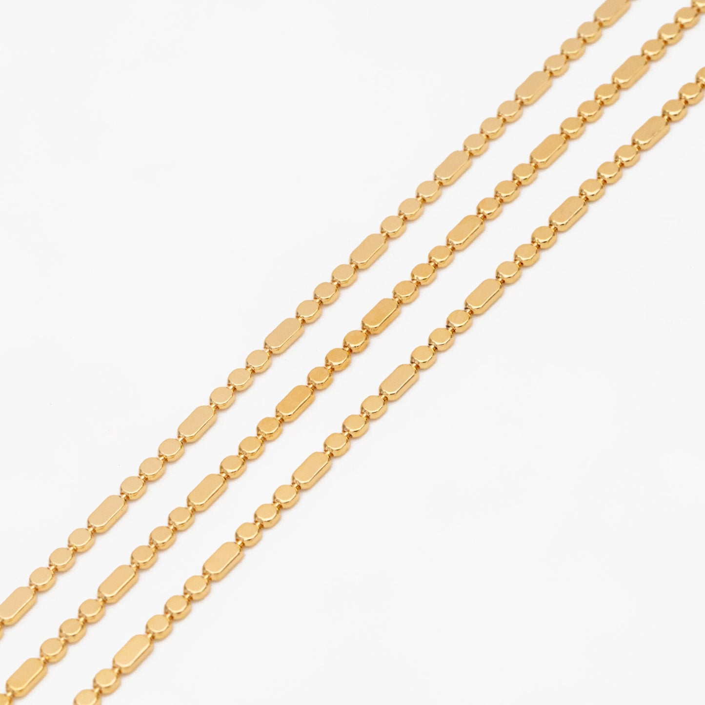 Gold plated Brass Beaded Chains 1.5mm, Craft Jewelry Chain (#LK-590)/ 1 Meter=3.3 ft