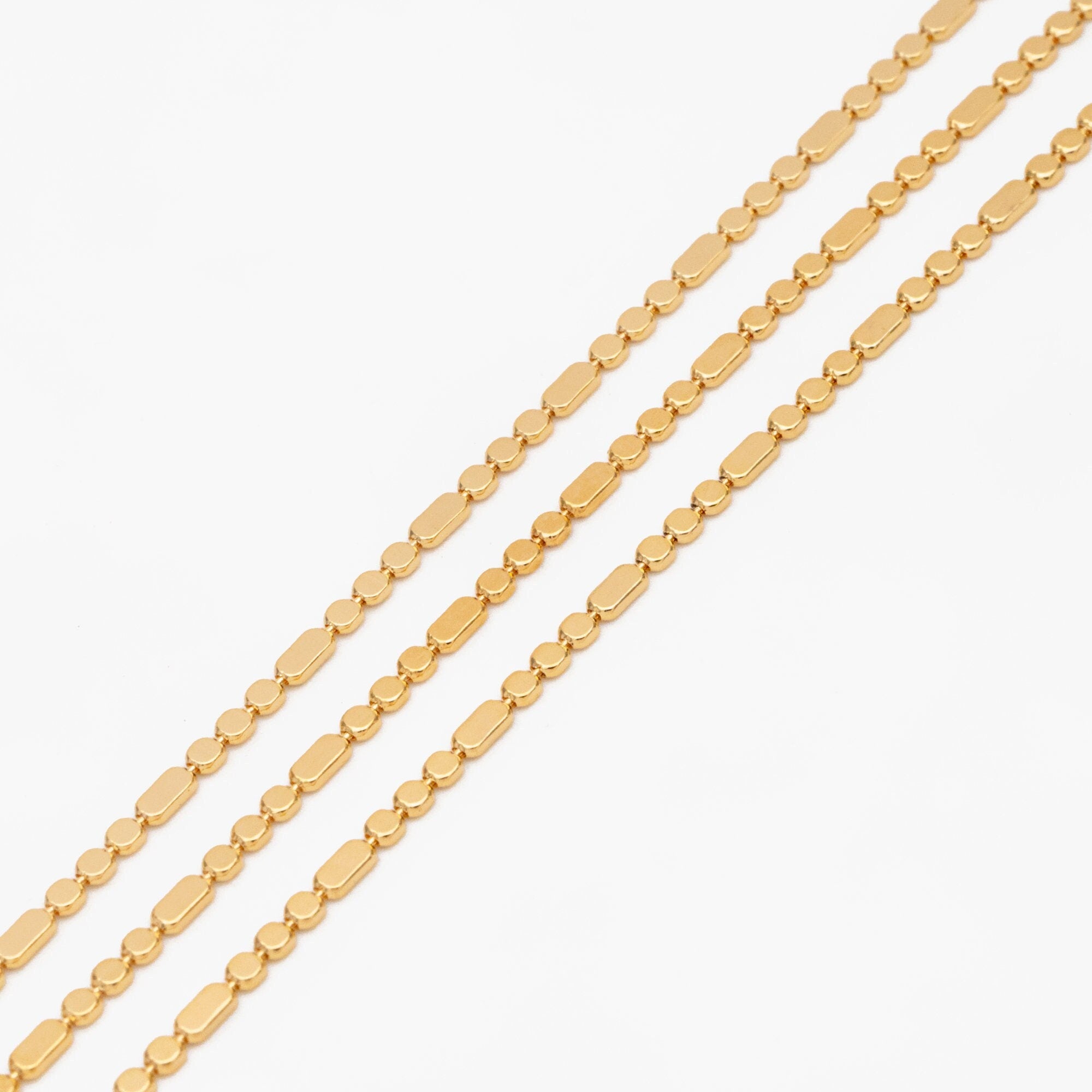 Gold plated Brass Beaded Chains 1.5mm, Craft Jewelry Chain (#LK-590)/ 1 Meter=3.3 ft