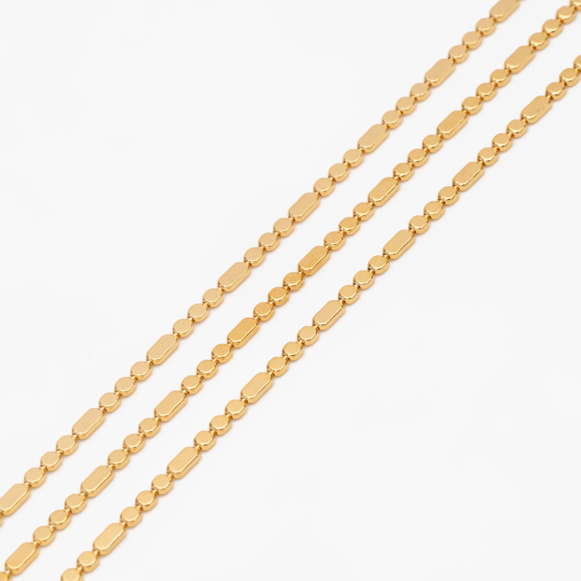 Gold plated Brass Beaded Chains 1.5mm, Craft Jewelry Chain (#LK-590)/ 1 Meter=3.3 ft