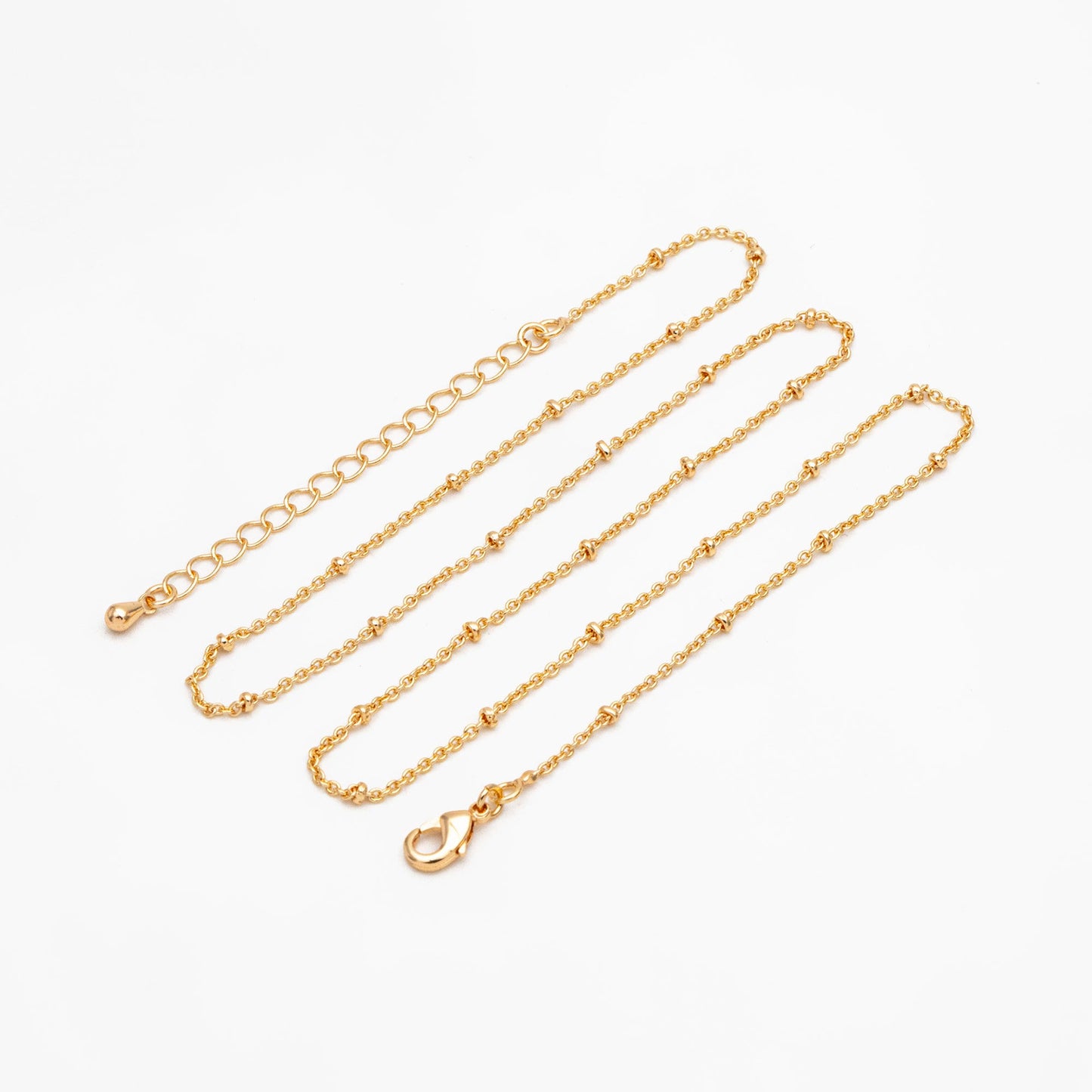 Gold/ Rhodium plated Brass Satellite Chains 1.4mm, Finished Dainty Necklace with Extender Chain, Ready to Wear 18 Inch (#LK-312)