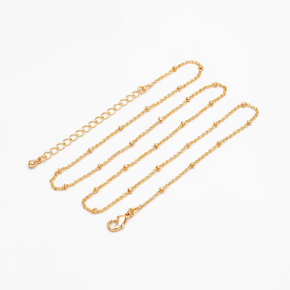 Gold/ Rhodium plated Brass Satellite Chains 1.4mm, Finished Dainty Necklace with Extender Chain, Ready to Wear 18 Inch (#LK-312)
