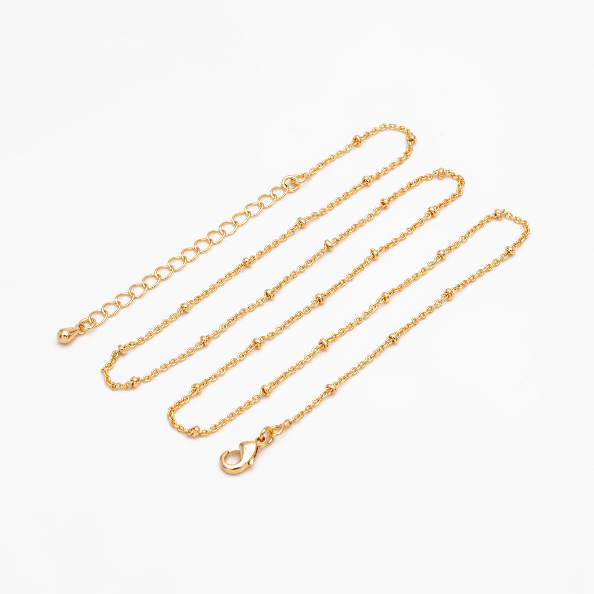 Gold/ Rhodium plated Brass Satellite Chains 1.4mm, Finished Dainty Necklace with Extender Chain, Ready to Wear 18 Inch (#LK-312)