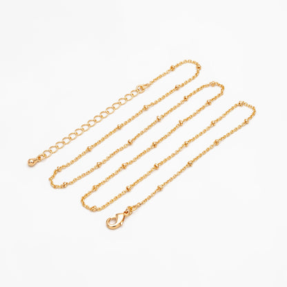 Gold/ Rhodium plated Brass Satellite Chains 1.4mm, Finished Dainty Necklace with Extender Chain, Ready to Wear 18 Inch (#LK-312)