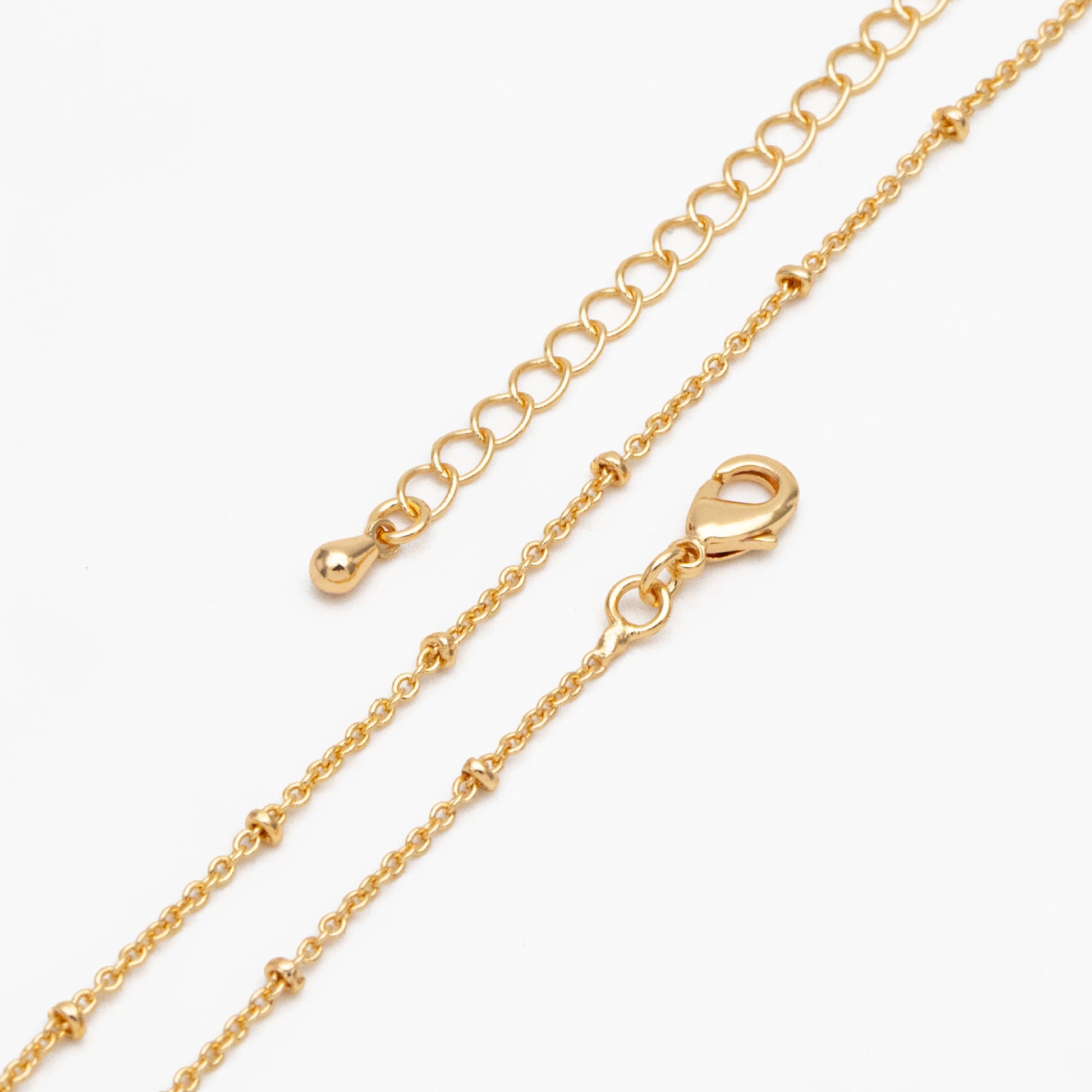 Gold/ Rhodium plated Brass Satellite Chains 1.4mm, Finished Dainty Necklace with Extender Chain, Ready to Wear 18 Inch (#LK-312)