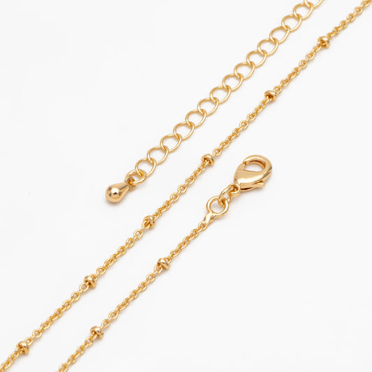 Gold/ Rhodium plated Brass Satellite Chains 1.4mm, Finished Dainty Necklace with Extender Chain, Ready to Wear 18 Inch (#LK-312)