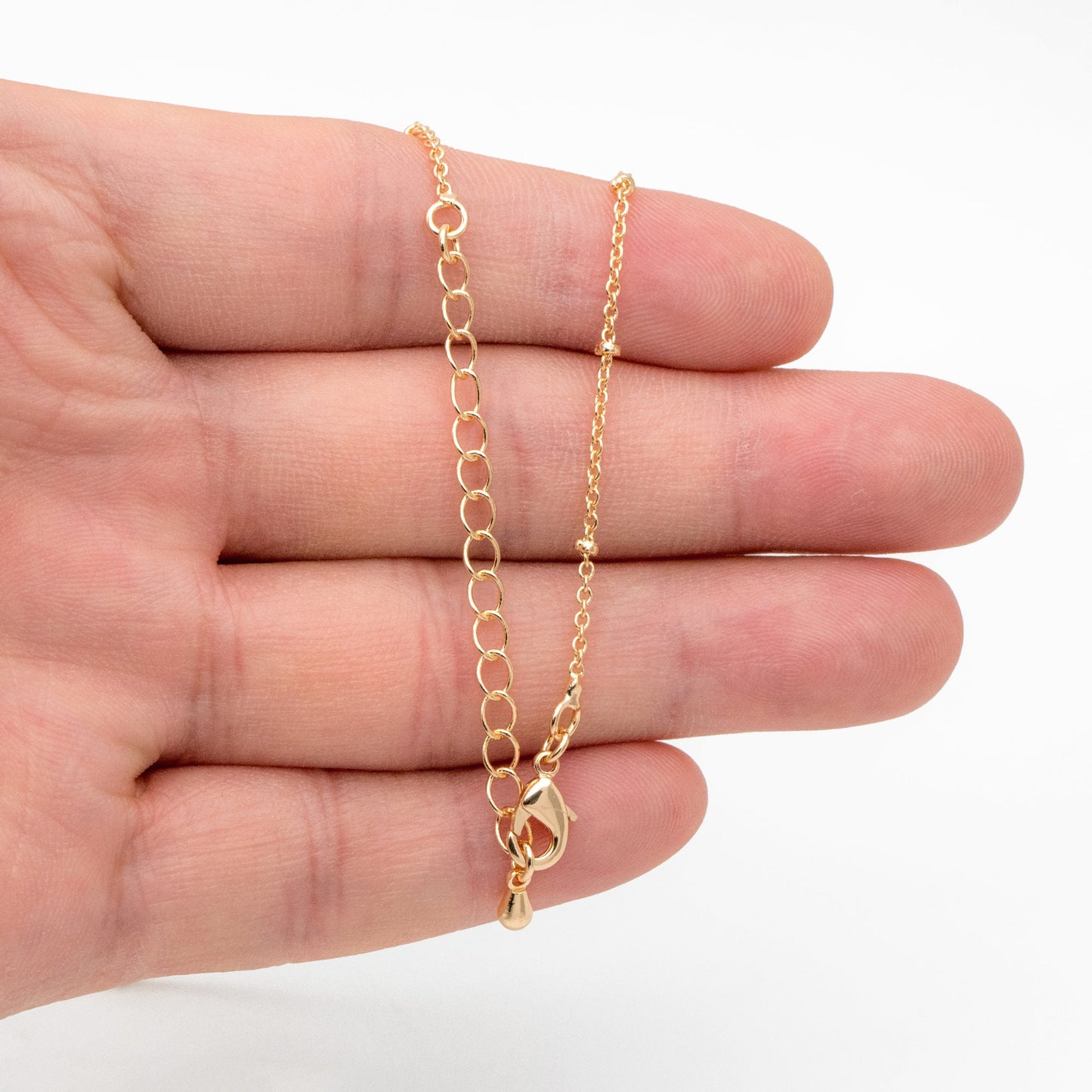 Gold/ Rhodium plated Brass Satellite Chains 1.4mm, Finished Dainty Necklace with Extender Chain, Ready to Wear 18 Inch (#LK-312)