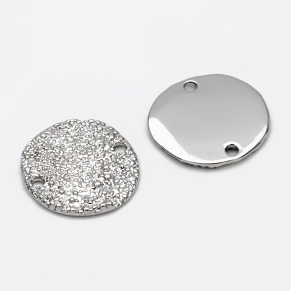 10pcs Gold/ Silver Round Rough Disc Connectors 16mm, Gold/ Rhodium plated Brass Coin Disk Charms (GB-1422-B)