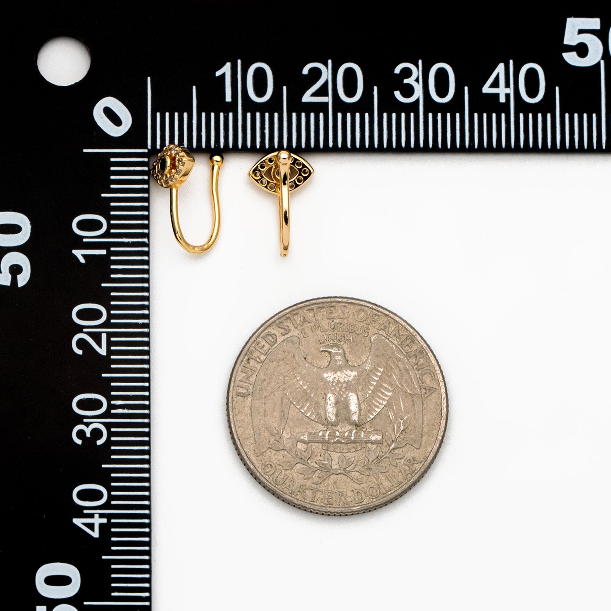 4pcs CZ Pave Gold Evil Eye Ear Cuff/ Nose Cuff, Non Piercing Nose Cuff,Adjustable Fake Nose Rings, Dainty Nose Jewelry (GB-3709-G)