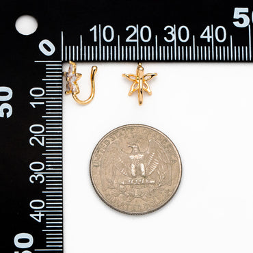 4pcs CZ Pave Gold Flower Nose Cuff, Non Piercing Nose Cuff, Gold plated Brass, Adjustable Fake Nose Rings, Dainty Nose Jewelry (GB-3709-H)