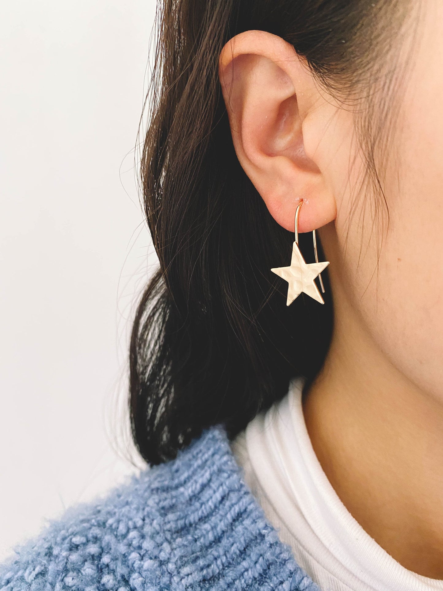 10pcs Gold plated Brass Star Ear Hook with loop, 30x19mm, Simple Earwires Earring Post Components (GB-426)