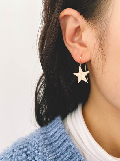 10pcs Gold plated Brass Star Ear Hook with loop, 30x19mm, Simple Earwires Earring Post Components (GB-426)