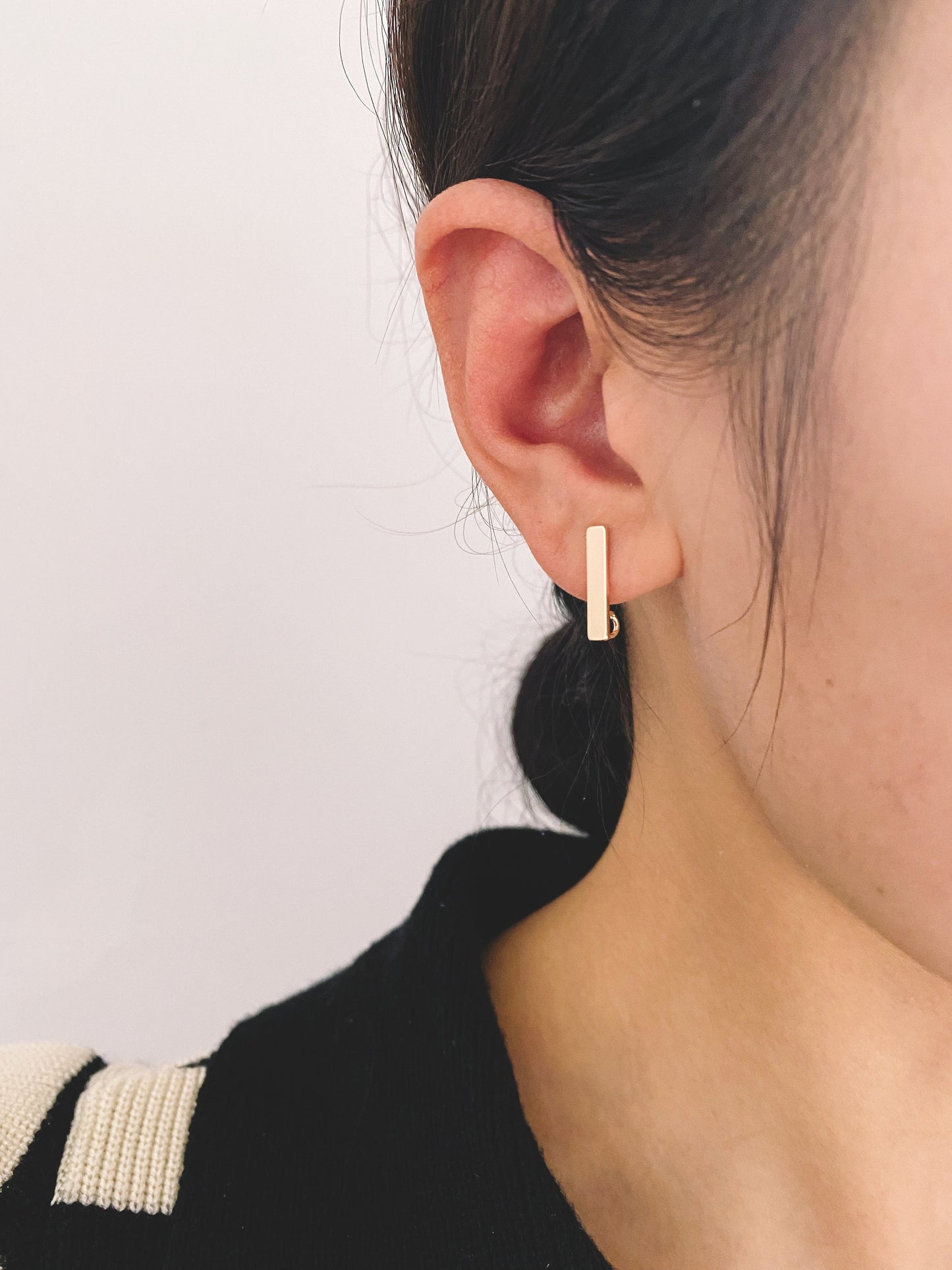 10pcs Gold/ Silver Tone Rectangle Earring Post with Loop, 18K Gold/ Rhodium Plated Brass, Geometric Earring Components (GB-1526)