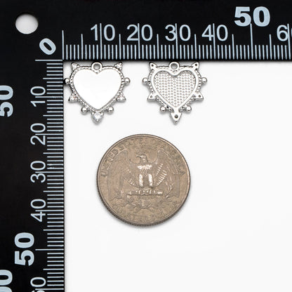 10pcs CZ pave Gold/ Silver Heart Pendants 17mm, 18K Gold/ Rhodium plated Brass, Rhinestone Heart Charms (GB-1905)