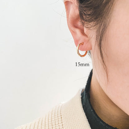 10pcs Gold Hoop Earrings, 2mm Thick, Size 15/20/25/30/35mm, 18K gold plated on Brass, Classic Hoop Earrings (GB-3270)