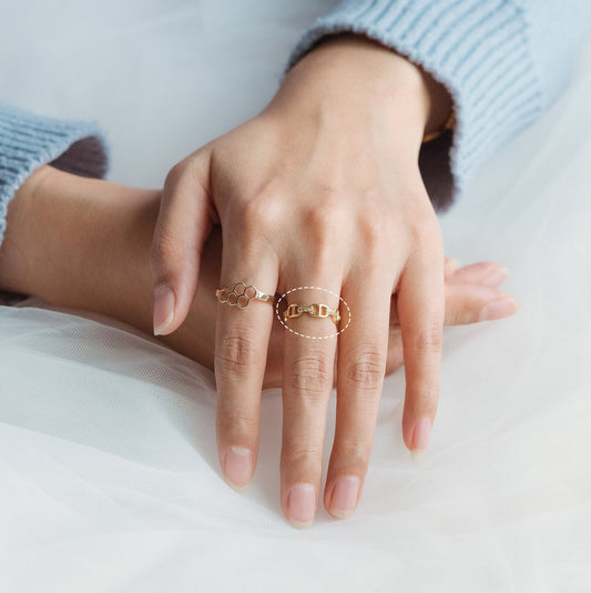 4pcs Gold CZ Pave Knuckle ring, Chain rings, Midi rings, Mid finger ring (#GB-2115)