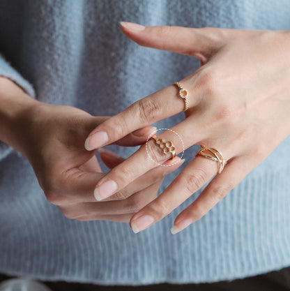 4pcs Adjustable 18K Gold Plated Honeycomb Finger Rings (GB-2566)