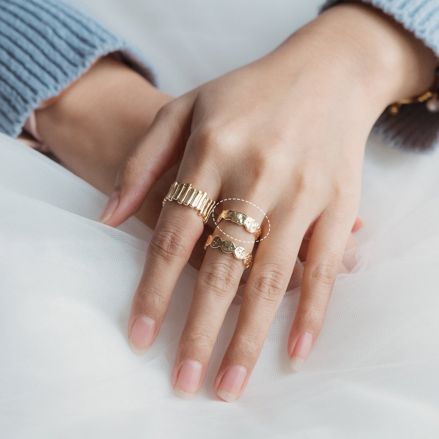 4pcs Hammered Gold Finger Ring, Everyday Ring, Modern Style Ring, Fashion Rings, Dainty Rings (#JZ-030-B)