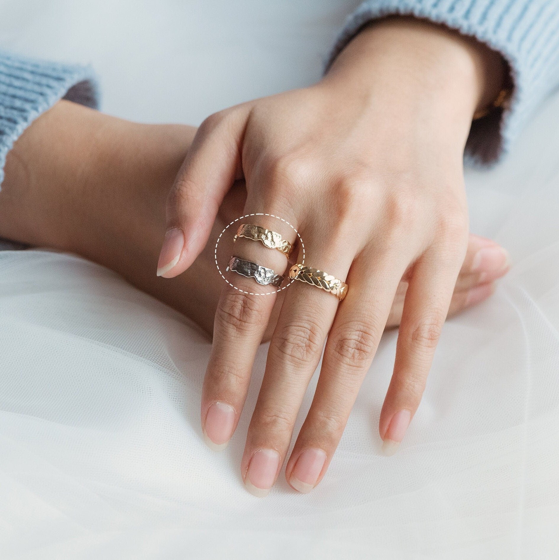 4pcs Hammered Gold Finger Ring, Everyday Ring, Modern Style Ring, Fashion Rings, Dainty Rings (#GB-2696)