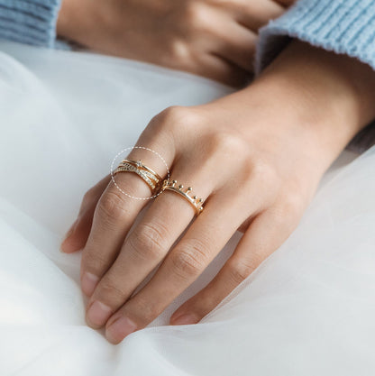 4pcs CZ Pave X Shaped Criss Cross Ring, Dainty Ring, Minimalist Ring (#JZ-043)