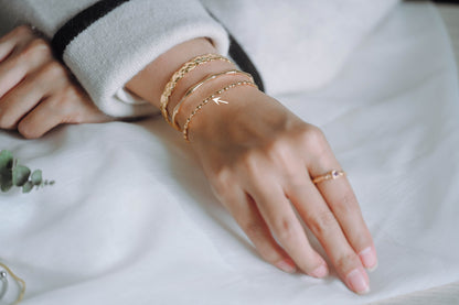 1pcs Gold/ Silver Bead Bangle Bracelet, Stackable Bracelets, Adjustable Bangle Bracelet (#GB-3517)