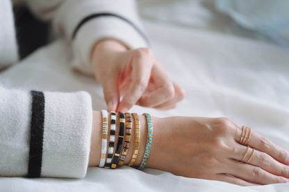 Tile Tila Bracelet, Crystal Beaded Bracelets, Rainbow Glass Bead Bracelets, Summer Jewelry, Beach Bracelets (RM-73)