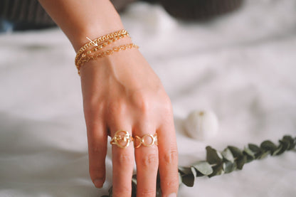 Gold plated Brass Bead Chains, Finished Bracelet/ Anklet/ Necklace with Extender Chain, Ready to Wear (#LK-193)