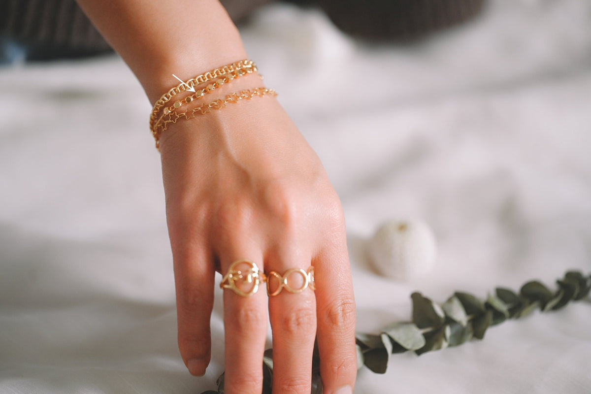 Gold plated Brass Bead Chains, Finished Bracelet/ Anklet/ Necklace with Extender Chain, Ready to Wear (#LK-193)