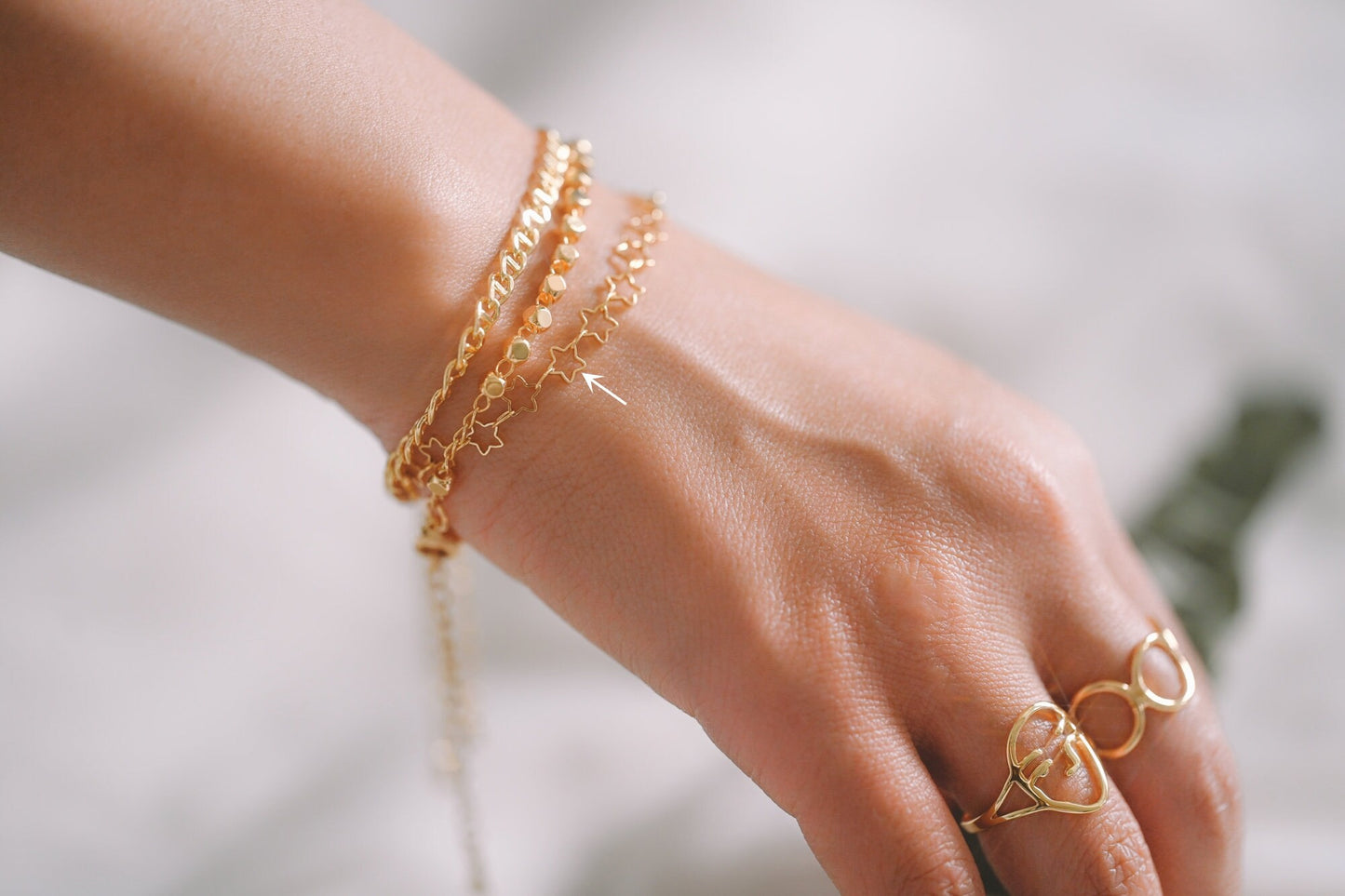Gold/ Rhodium plated Brass Star Chains, Finished Bracelet/ Anklet/ Necklace with Extender Chain, Ready to Wear (#LK-210)