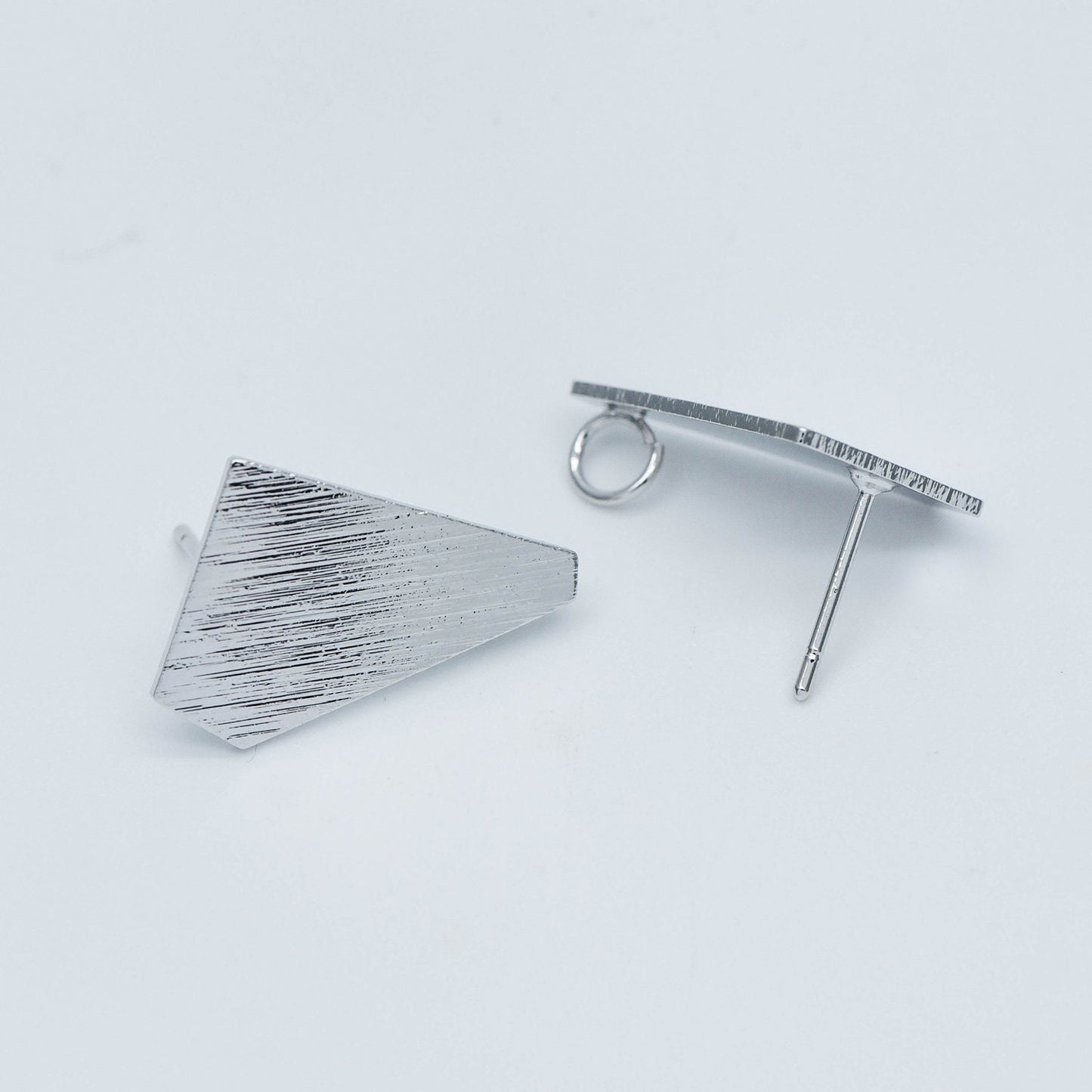 10pcs Brushed gold Ear Posts with Loops, Gold Plated Brass Geometric Earring Studs (GB-527)