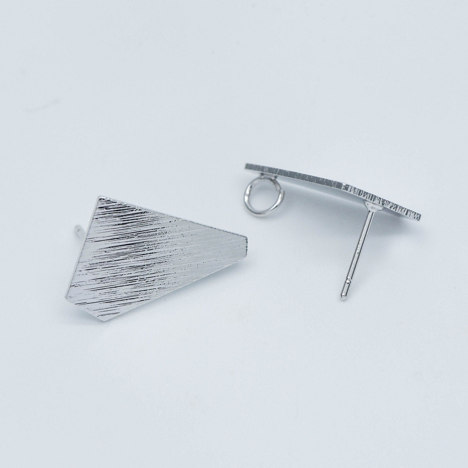 10pcs Brushed gold Ear Posts with Loops, Gold Plated Brass Geometric Earring Studs (GB-527)