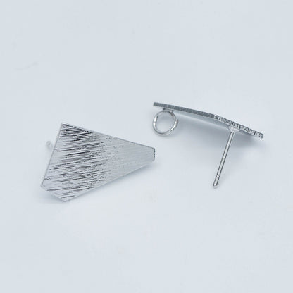 10pcs Brushed gold Ear Posts with Loops, Gold Plated Brass Geometric Earring Studs (GB-527)