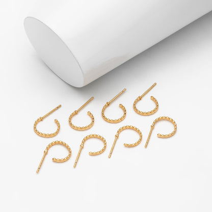 10pcs Gold Round Circle Ear Posts, Gold plated Brass, Geometric Hoop Stud Earrings (GB-3719)