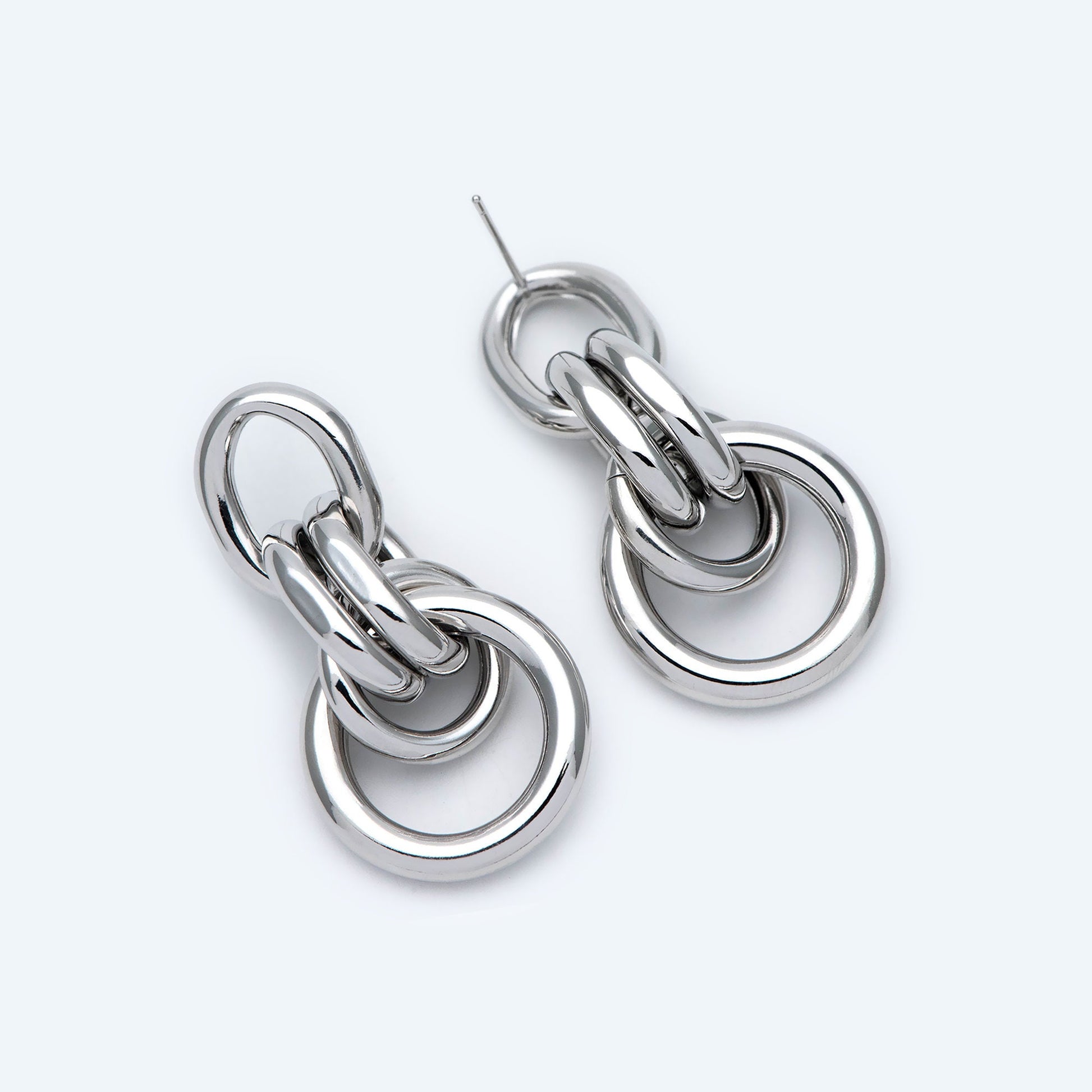 4pcs Gold / Silver Tone Thick Tube Hoops, Gold Hoop Earrings, Hollow Hoop Earrings, Chunky Hoops, Light Hoops (GB-1688)