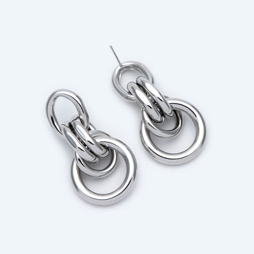 4pcs Gold / Silver Tone Thick Tube Hoops, Gold Hoop Earrings, Hollow Hoop Earrings, Chunky Hoops, Light Hoops (GB-1688)