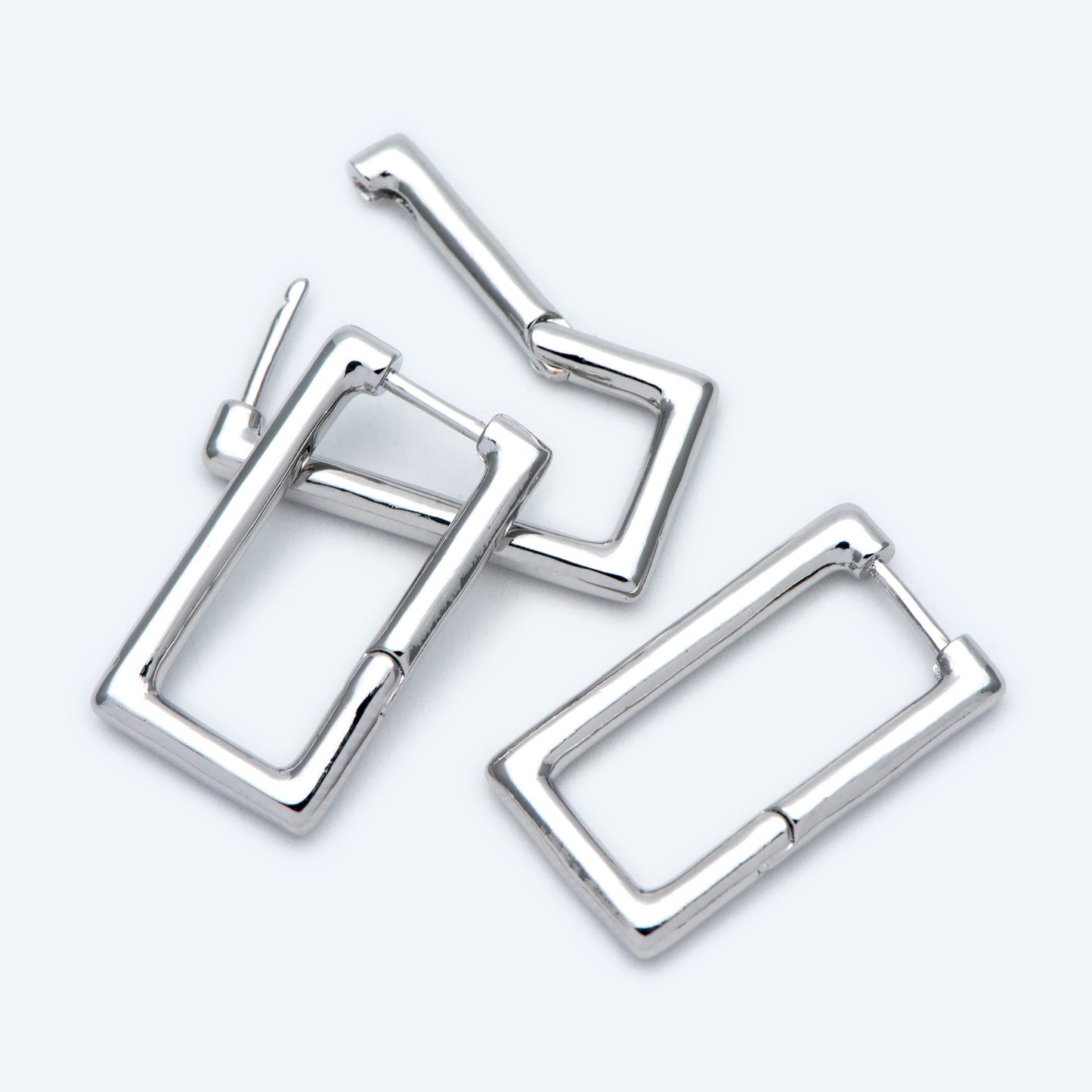 4pcs Gold/ Silver Tone Rectangle Leverback Ear Hooks 25x14mm, 18K gold/ rhodium plated on Brass, Earring Hoop Components (GB-1784)