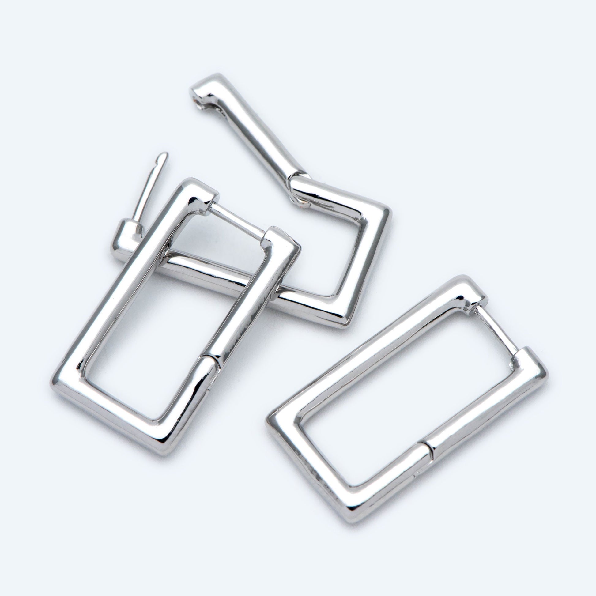 4pcs Gold/ Silver Tone Rectangle Leverback Ear Hooks 25x14mm, 18K gold/ rhodium plated on Brass, Earring Hoop Components (GB-1784)