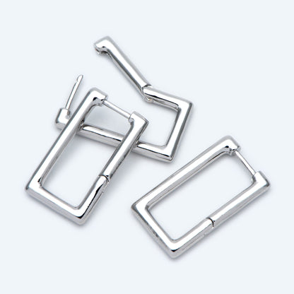 4pcs Gold/ Silver Tone Rectangle Leverback Ear Hooks 25x14mm, 18K gold/ rhodium plated on Brass, Earring Hoop Components (GB-1784)